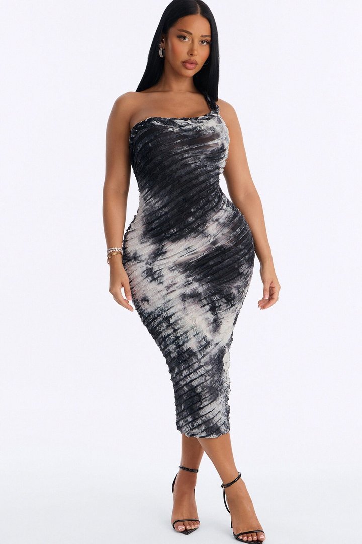 Maylee Textured Midi Dress - Black