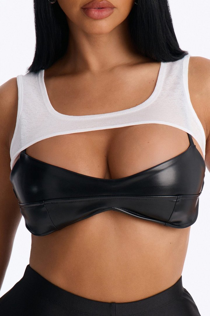 Karina Faux Leather 2 Piece Top - Black