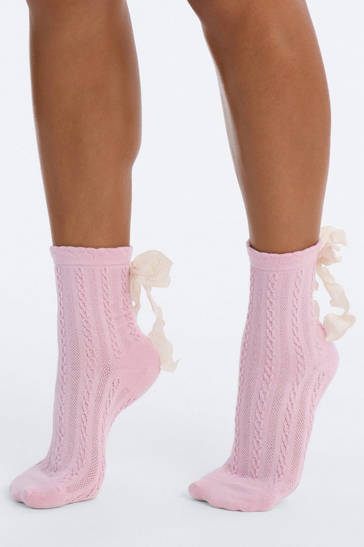 That Bow Cutie Crew Socks - Pink/combo