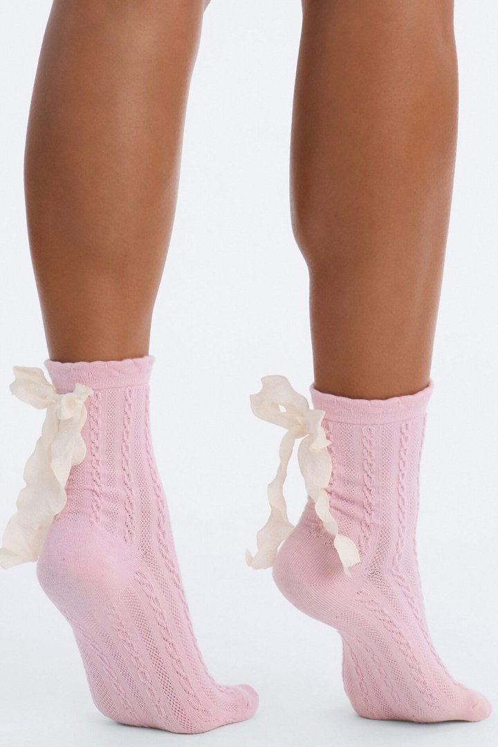 That Bow Cutie Crew Socks - Pink/combo