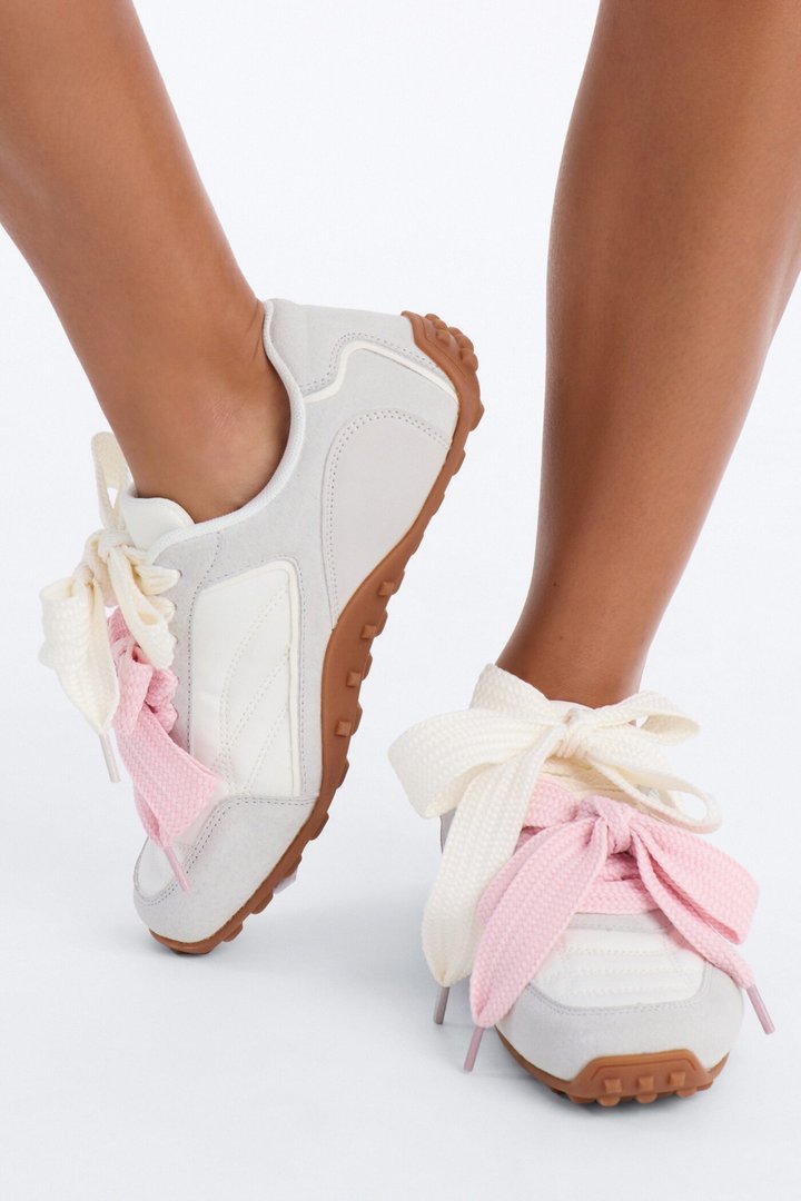 Aria Double Lace Up Sneakers - White