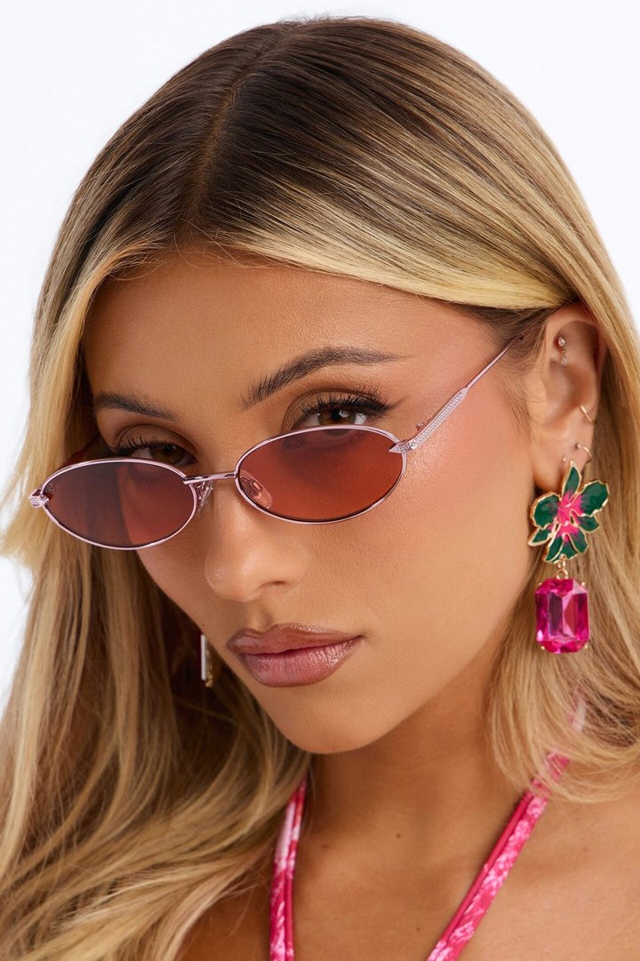 Rose Girly Sunglasses - Pink