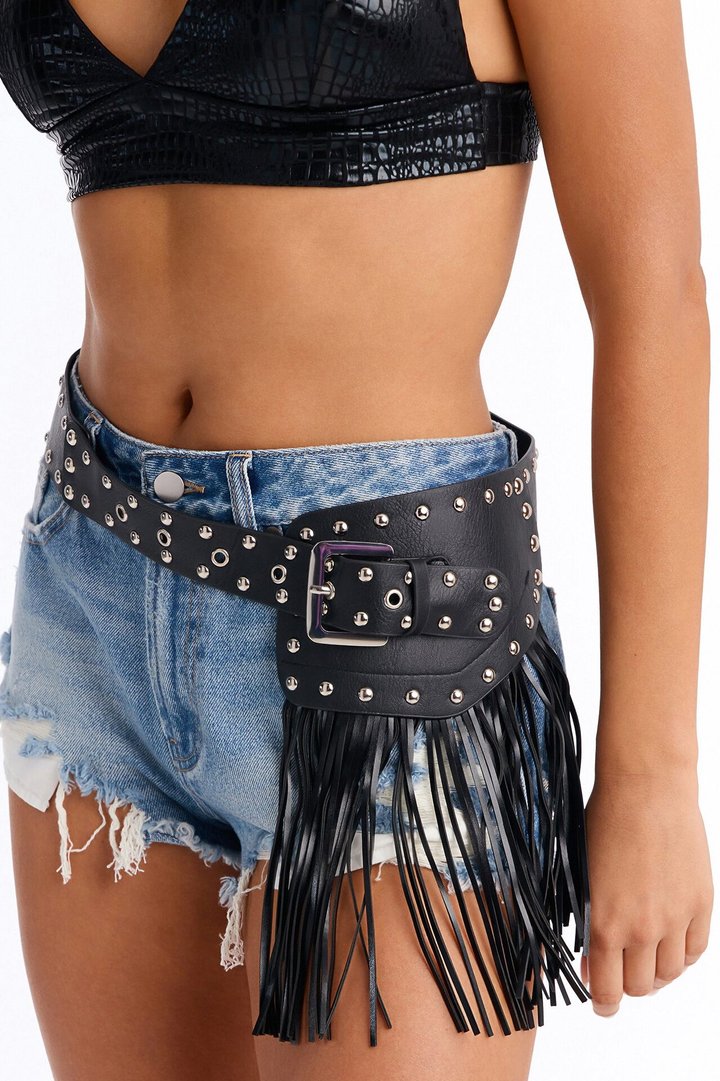 High Noon Faux Leather Belt - Black