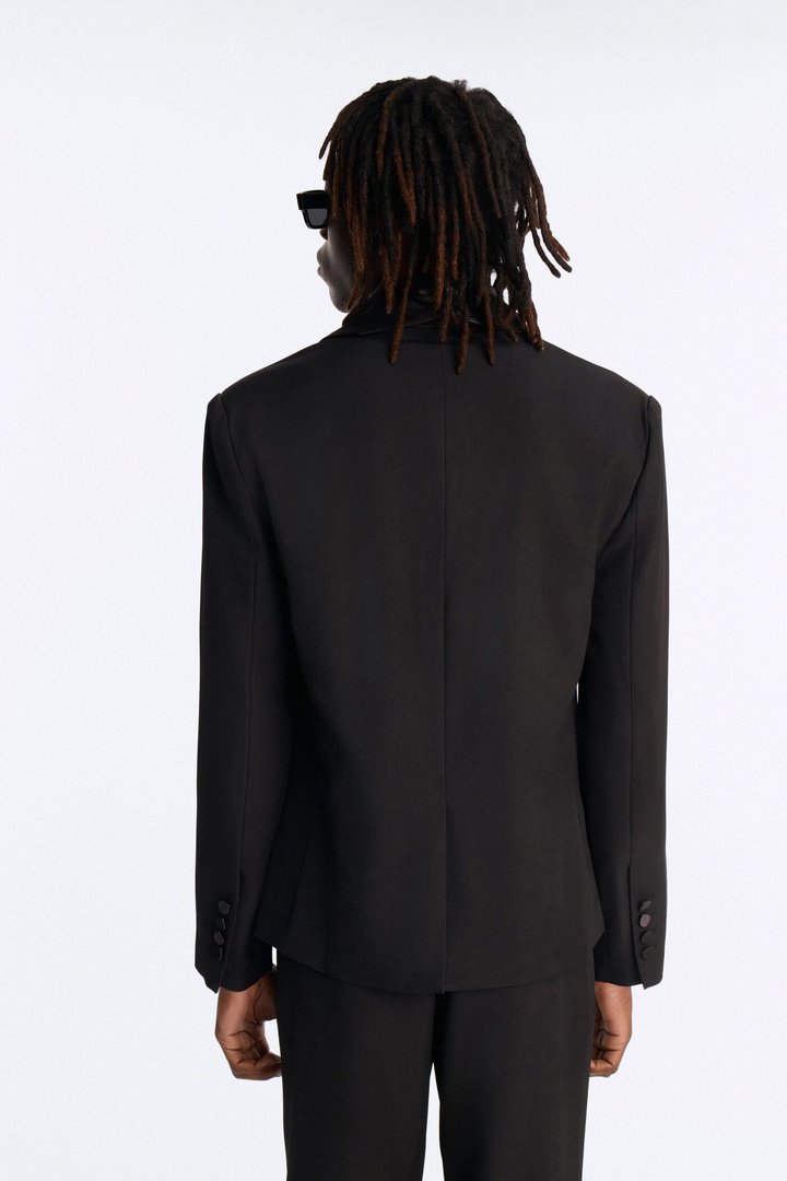 Versailles Luxe Satin Scarf Blazer - Black