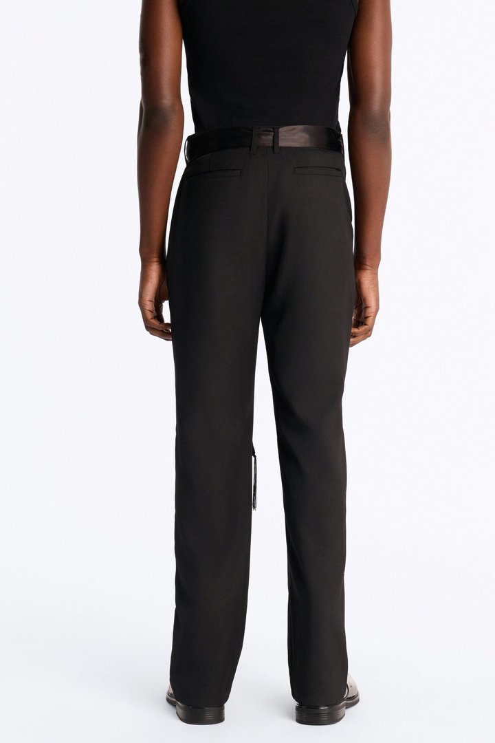 Straight Versailles Luxe Satin Scarf Trouser - Black