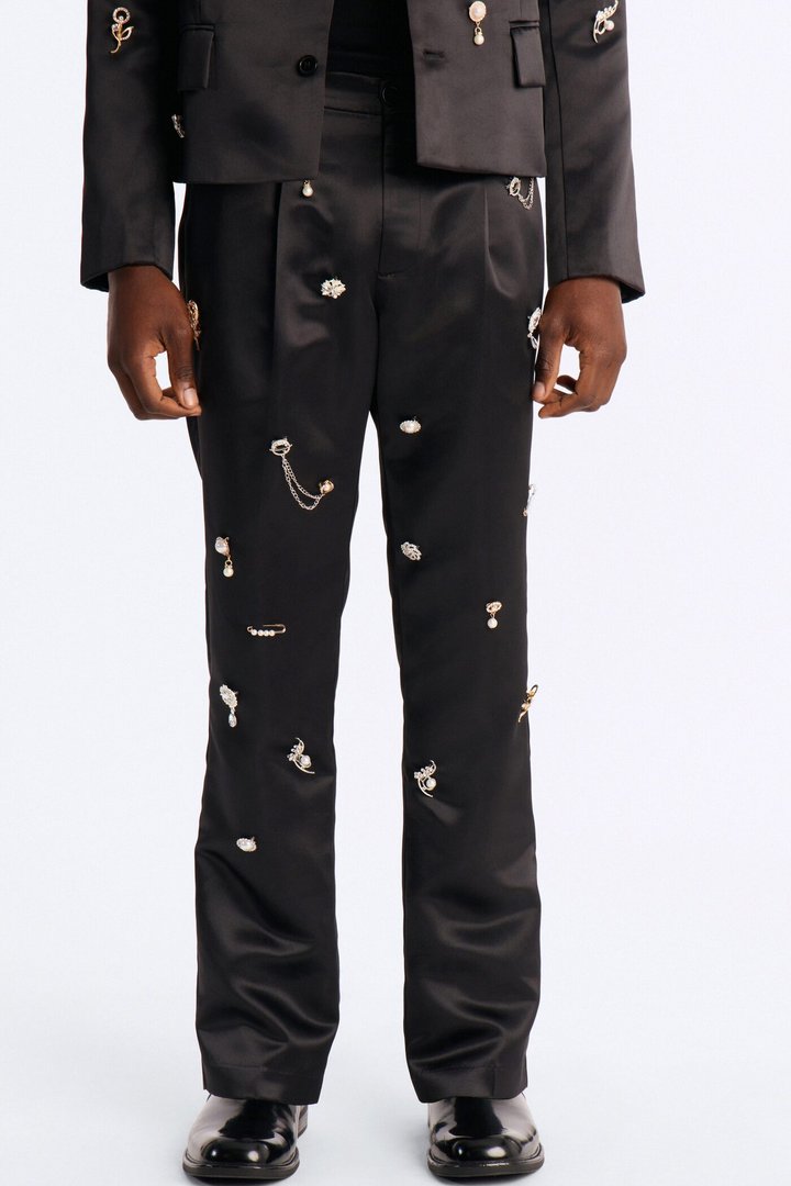 Regal All Over Brooch Relaxed Trouser - Black