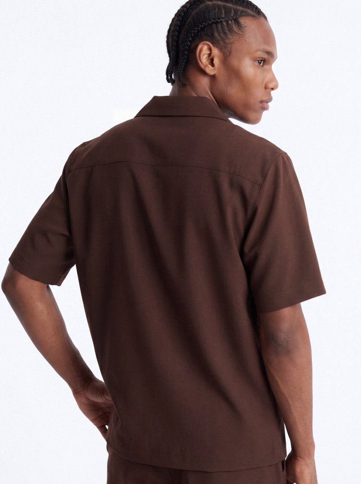 Modern Essential Sleeve Cuban Collar Button Down - Chocolate