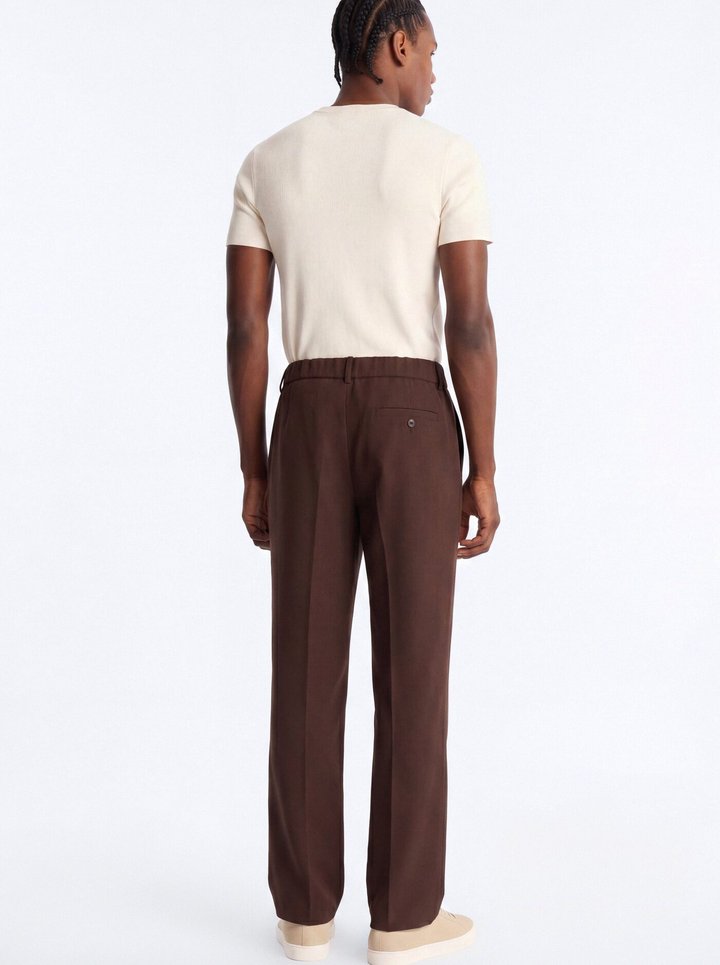Modern Essential Relaxed Straight Hybrid Waist Trouser - Chocolate