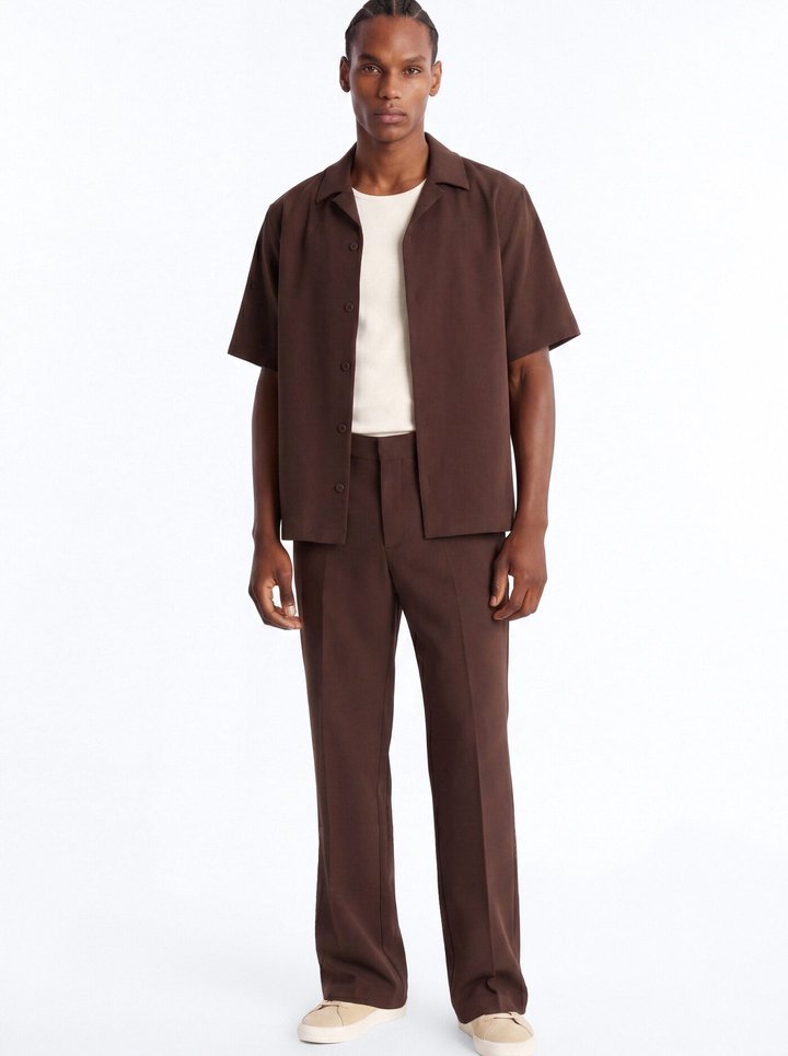 Modern Essential Relaxed Straight Hybrid Waist Trouser - Chocolate