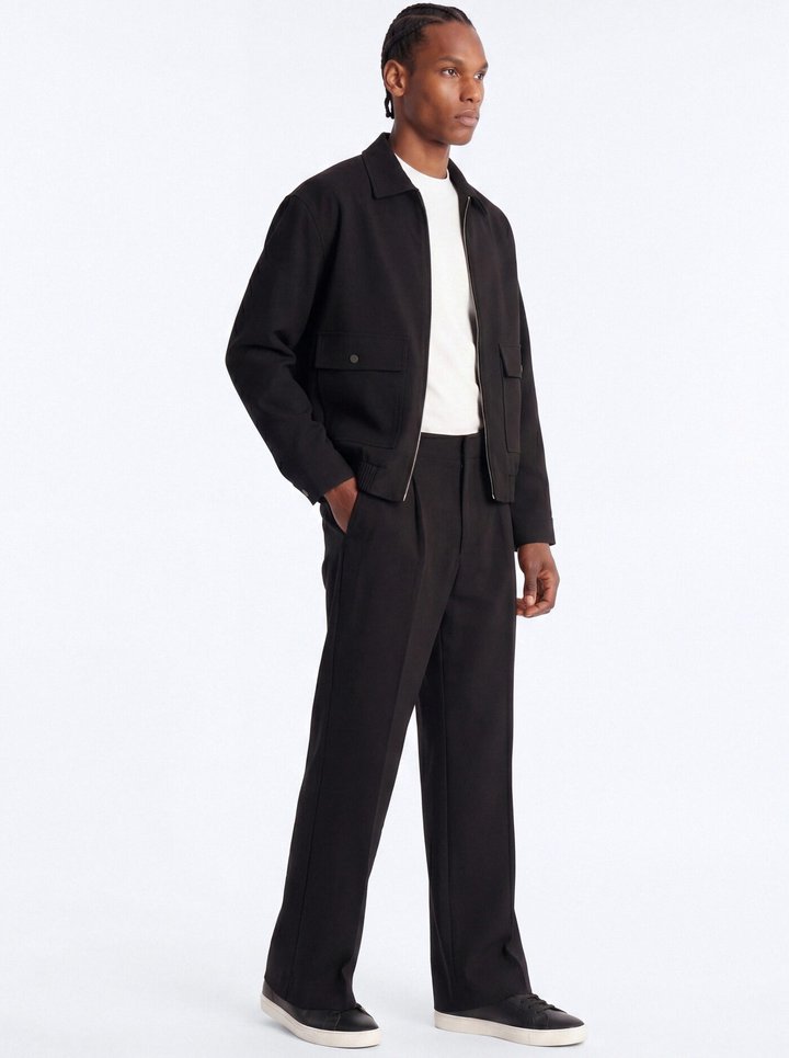 Modern Essential Wide Leg Pleated Hybrid Waist Trouser - Black