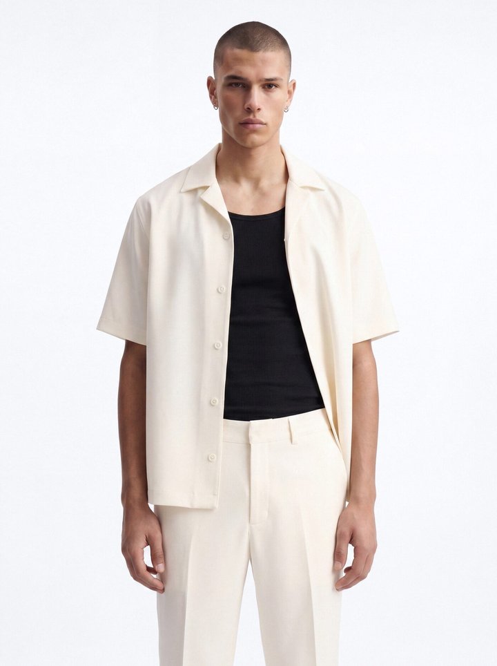 Modern Essential Relaxed Straight Hybrid Waist Trouser - Off White