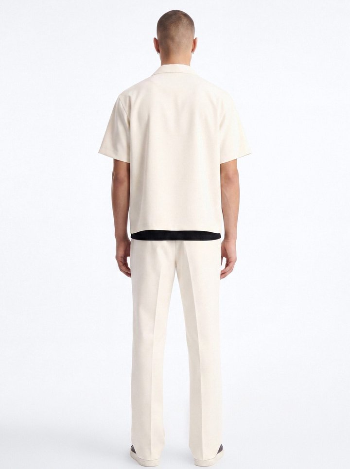 Modern Essential Relaxed Straight Hybrid Waist Trouser - Off White