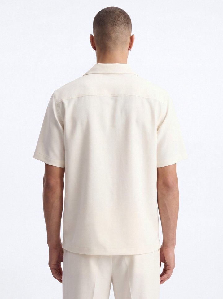 Modern Essential Sleeve Cuban Collar Button Down - Off White