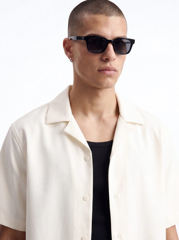 Modern Essential Sleeve Cuban Collar Button Down - Off White