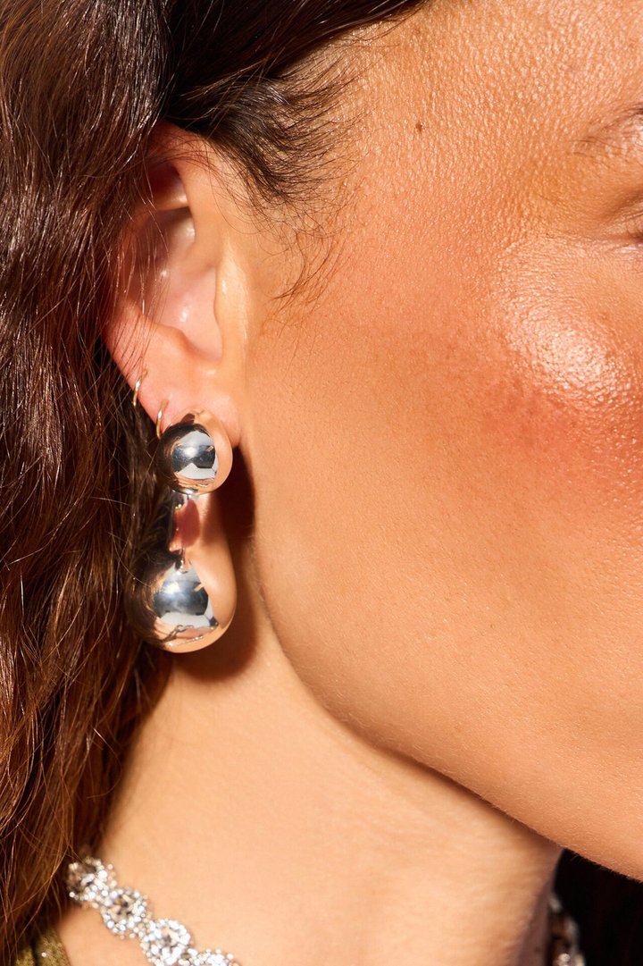 Let It Lean Hardware Drop Earrings - Silver