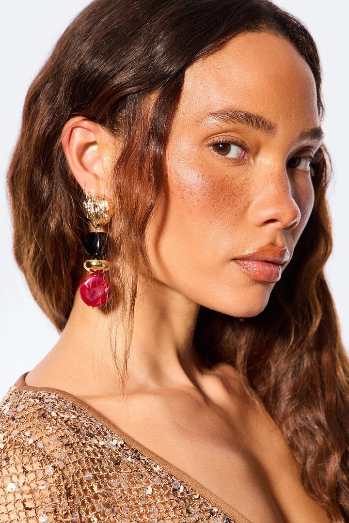 Sunspell Drop Earrings - Black/Red