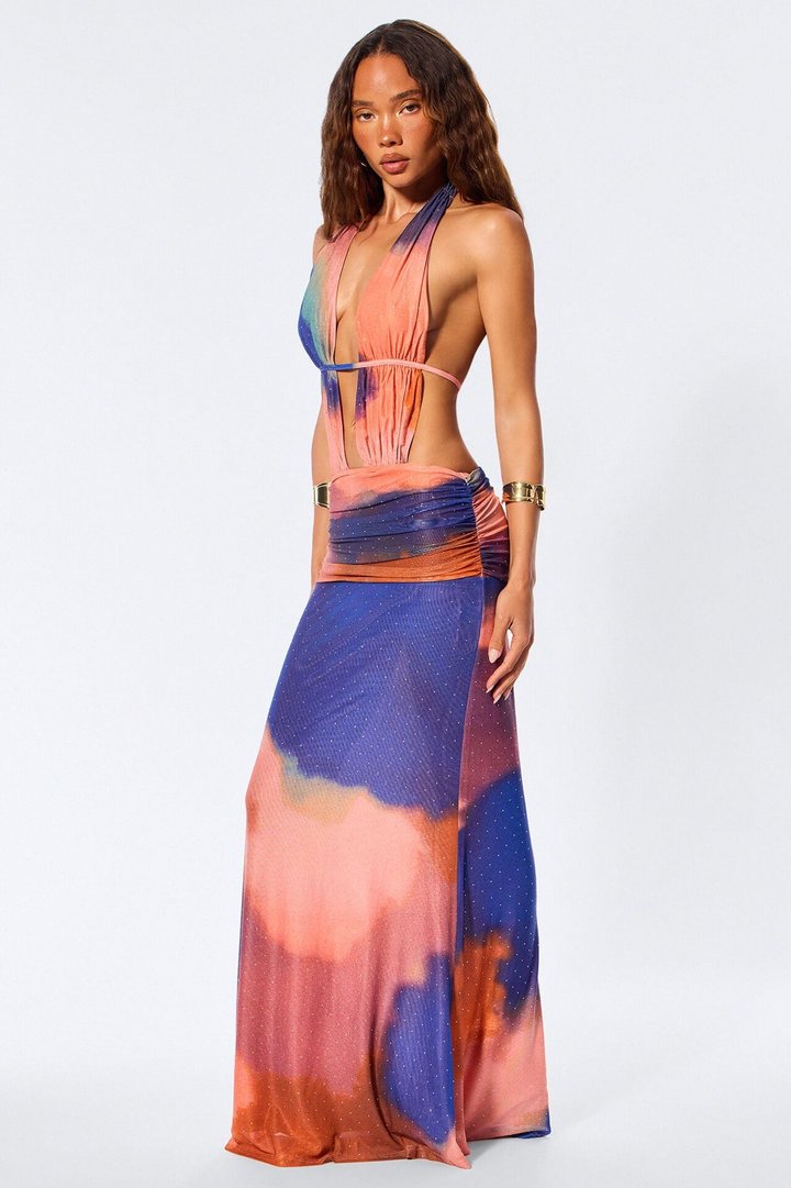 Sunkiss Ombre Mesh Maxi Dress - Multi Color
