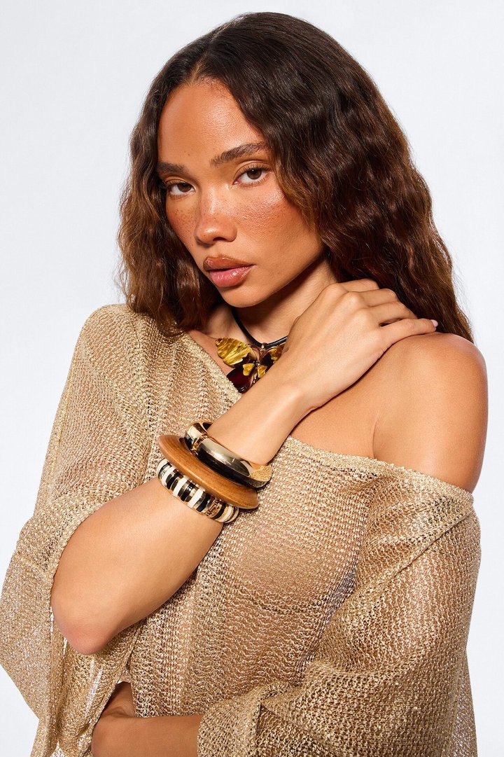 Bali Tide 3 Piece Bracelet Set - Gold/Black