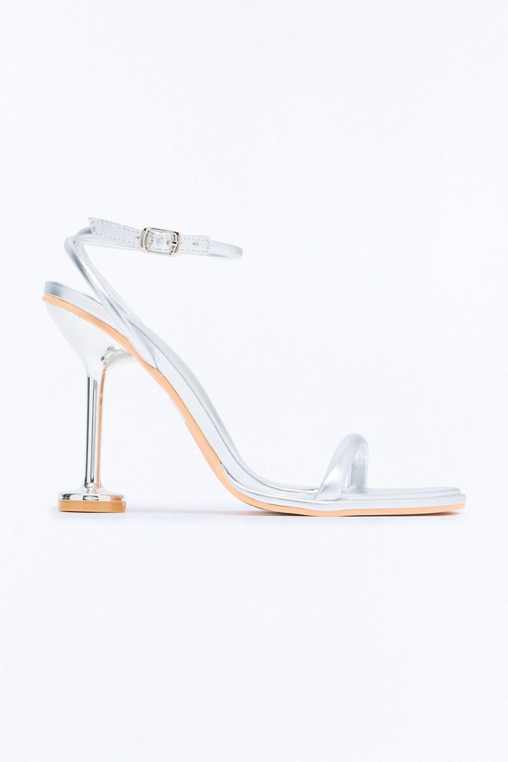 Jozette Ankle Strap Heels - Silver