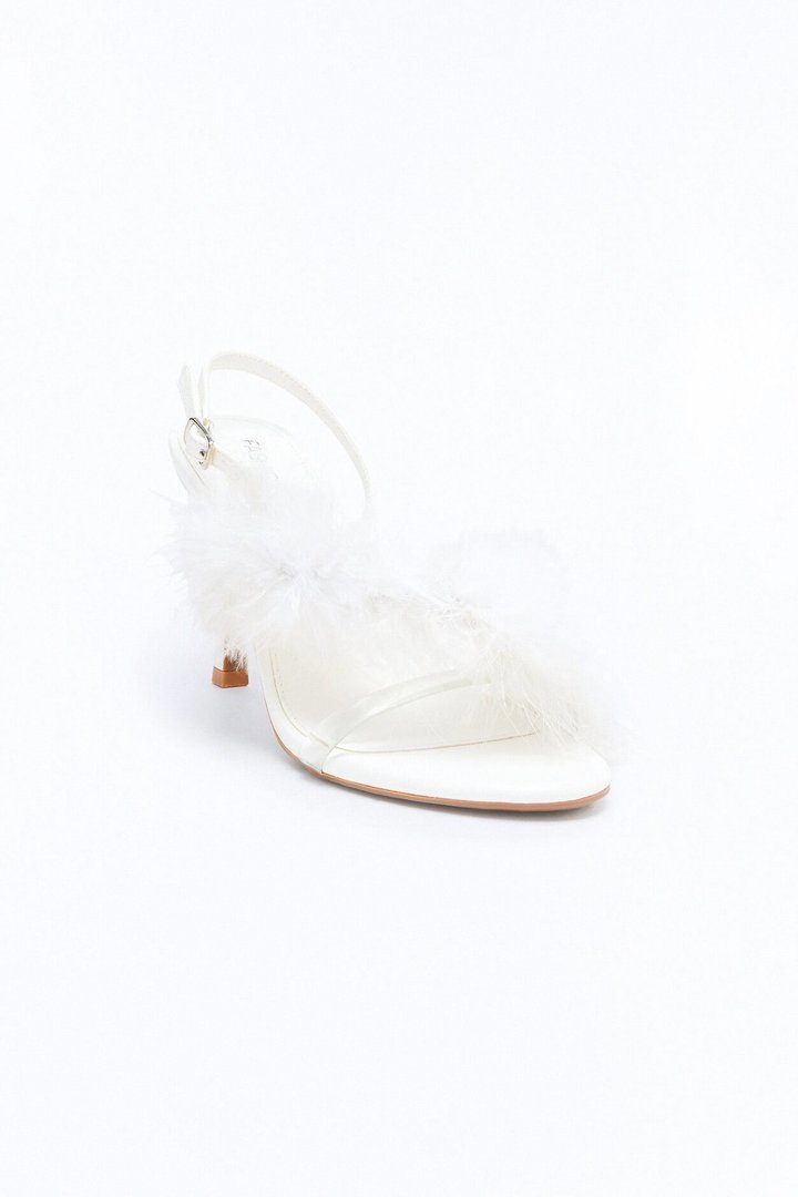 Marilyn Fur Trim Slingback Heels - White