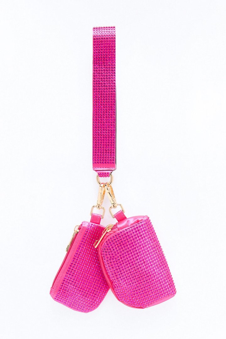 All Day All Night Rhinestone 2 Piece Wallet Set - Pink