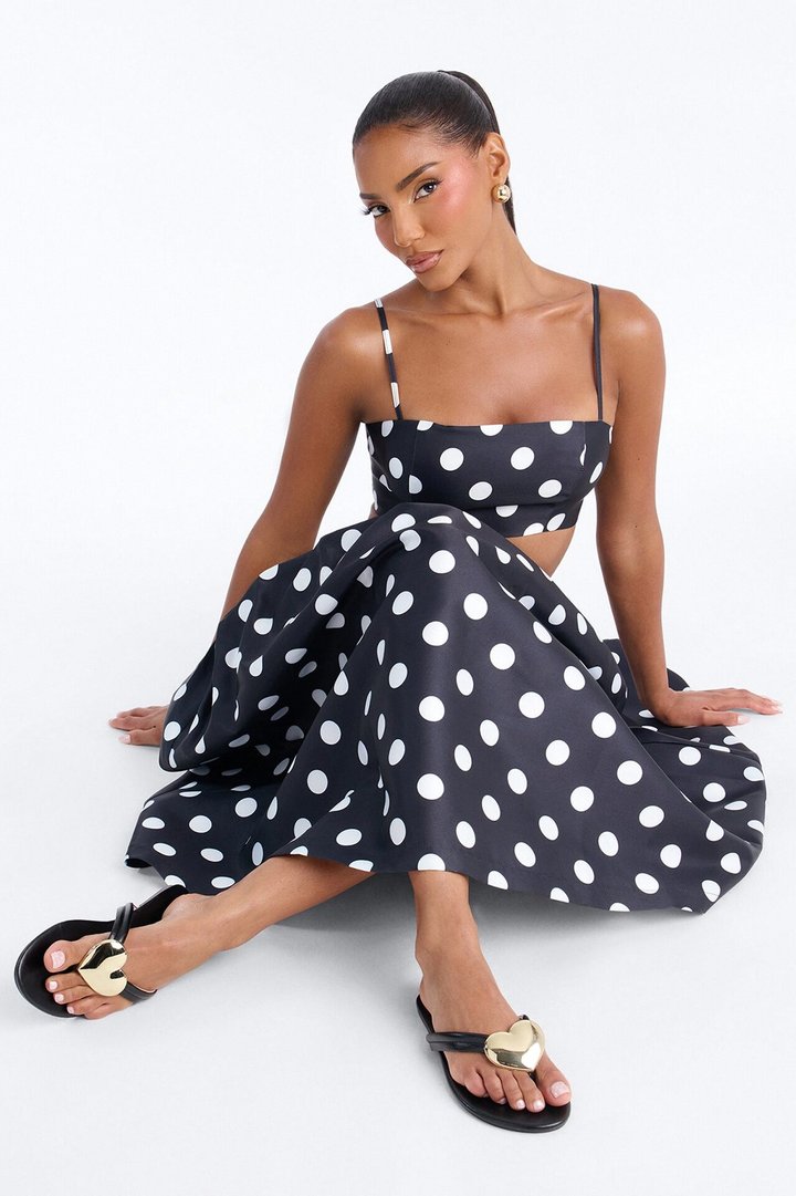 Camia Heart Flip Flops - Black