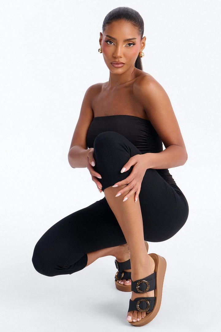 Ellie Buckle Slides - Black