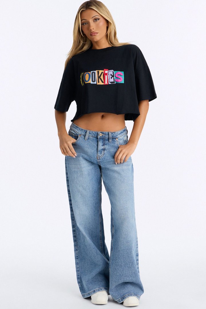 Cookies Cropped T-Shirt - Black
