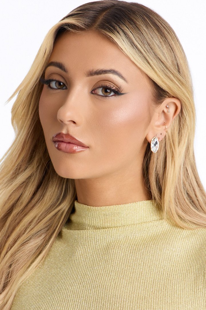 Cecilia Rhinestone Earrings - Gold