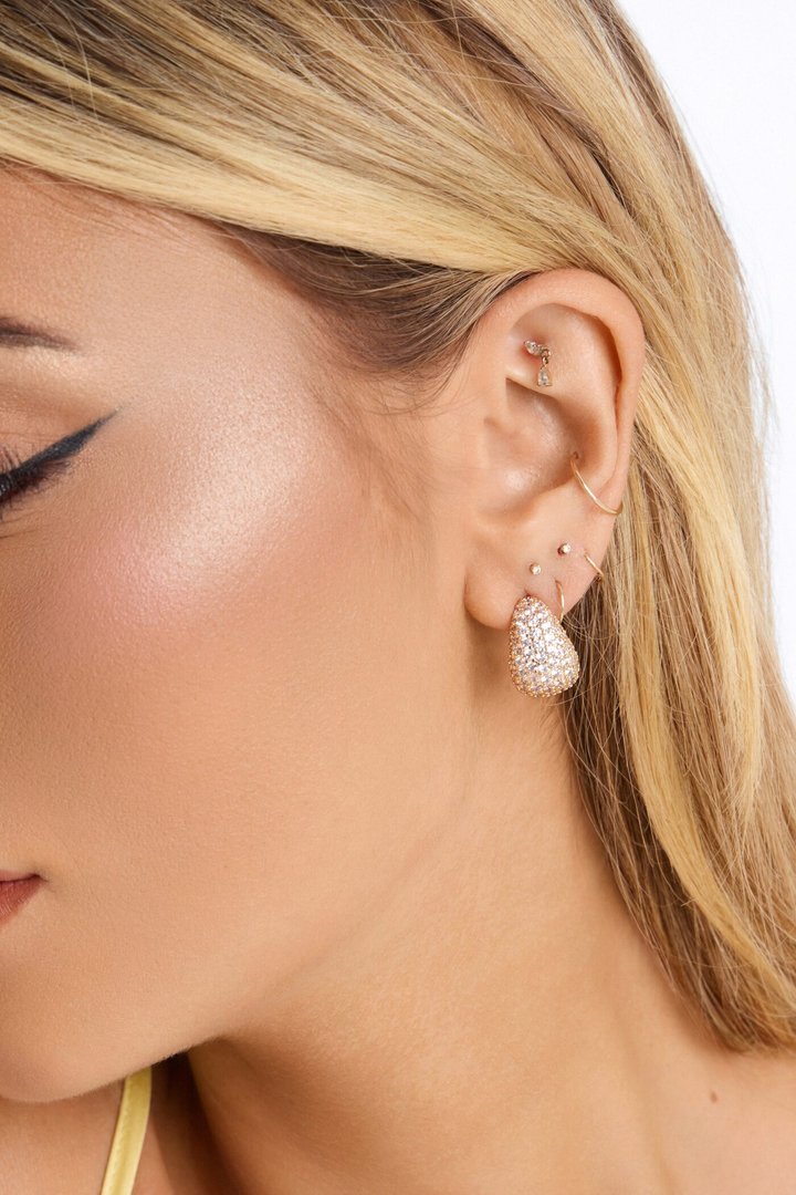 Cubic Zirconia Unforgettable Stud Earrings - Gold