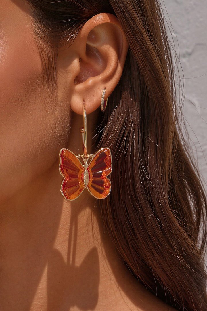 Bright Wings Butterfly Earrings - Orange