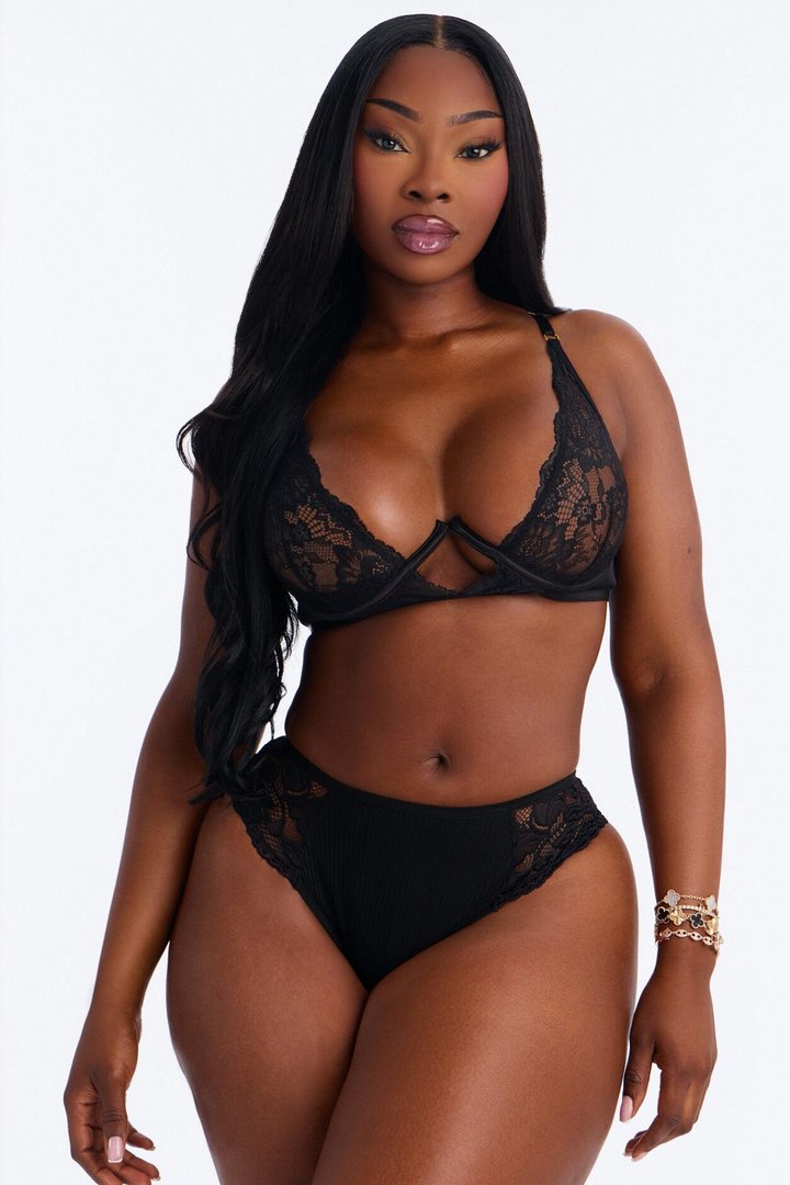 Livia Cotton Ribbed Cheeky Panty - Black
