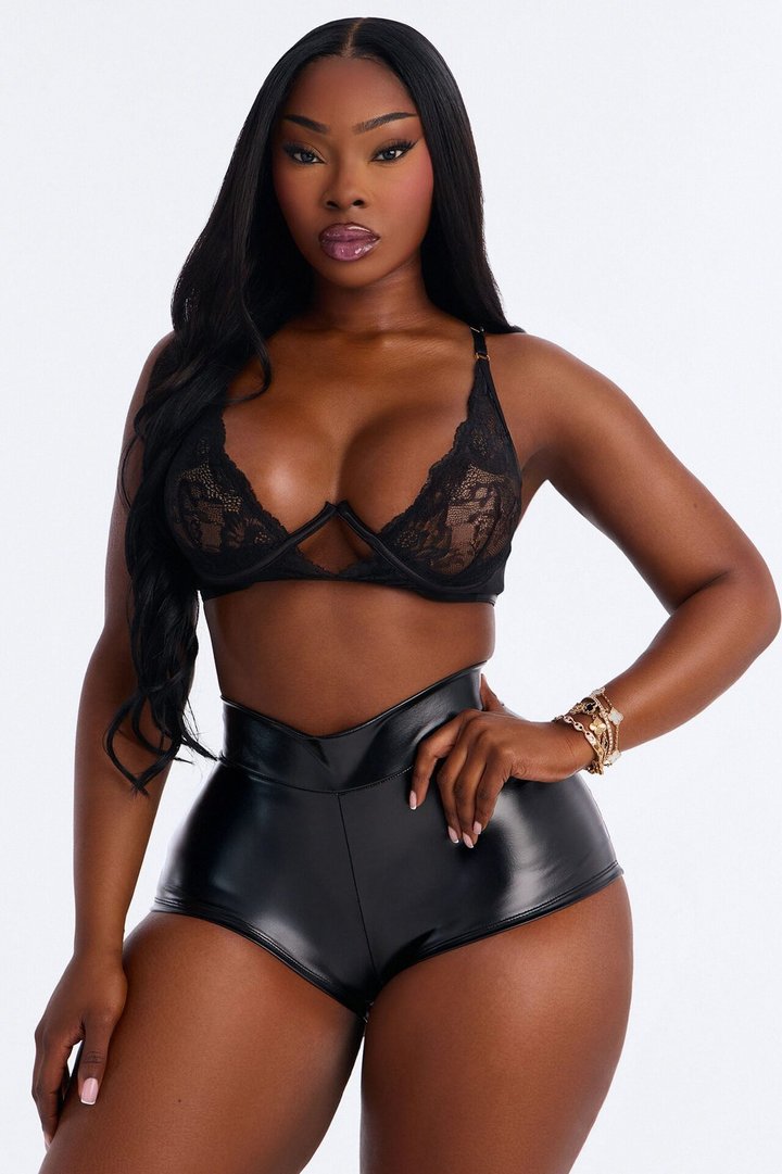 The Right Vibe Metallic Hot Shorts - Black