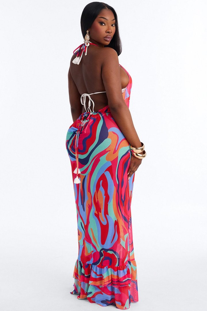 Kairi Swim Cover Up Maxi Dress - Multi Color