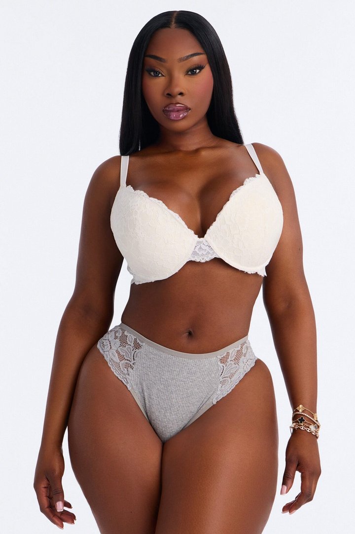 Livia Cotton Ribbed Cheeky Panty - Heather Grey