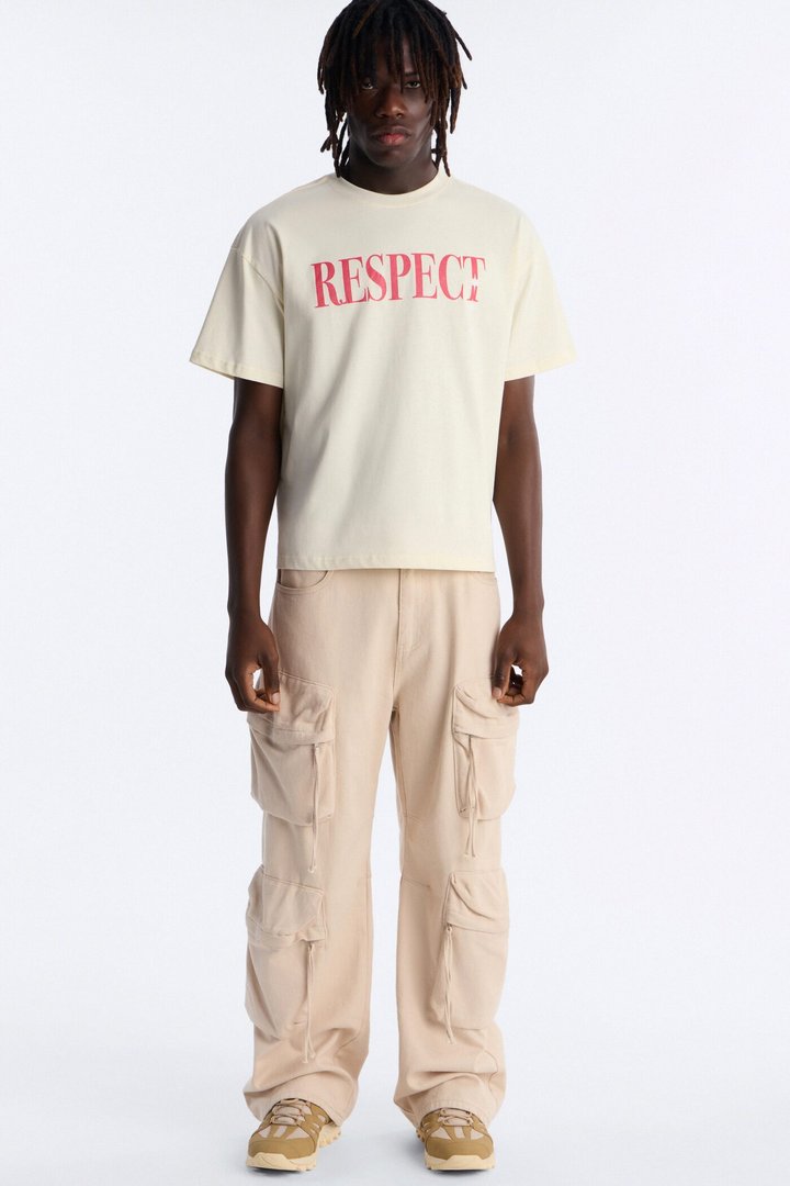 Luke 6:31 Foil Heavy Weight Oversized Short Sleeve Tee - Cream
