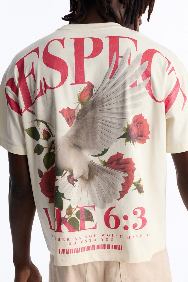 Luke 6:31 Foil Heavy Weight Oversized Short Sleeve Tee - Cream