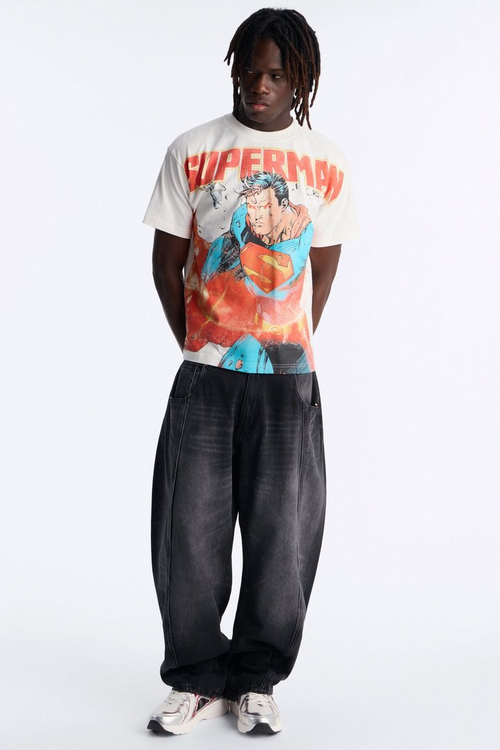 DC Superman Heavy Weight Boxy Short Sleeve Tee - White