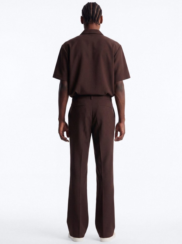 Modern Essential Slim Flare Slit Trouser - Chocolate