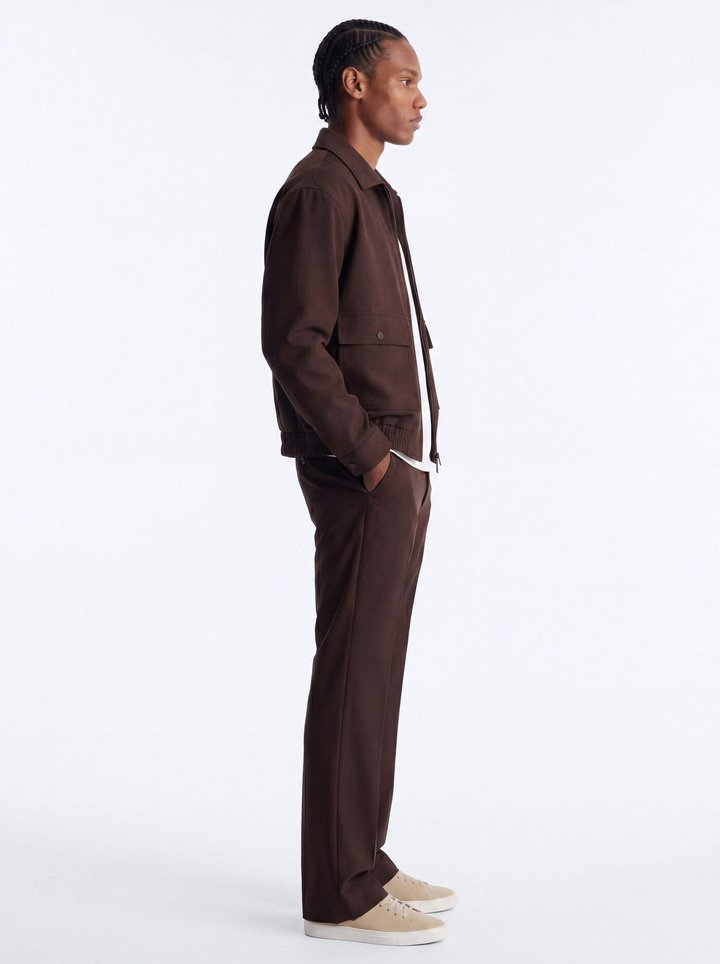 Modern Essential Slim Flare Slit Trouser - Chocolate