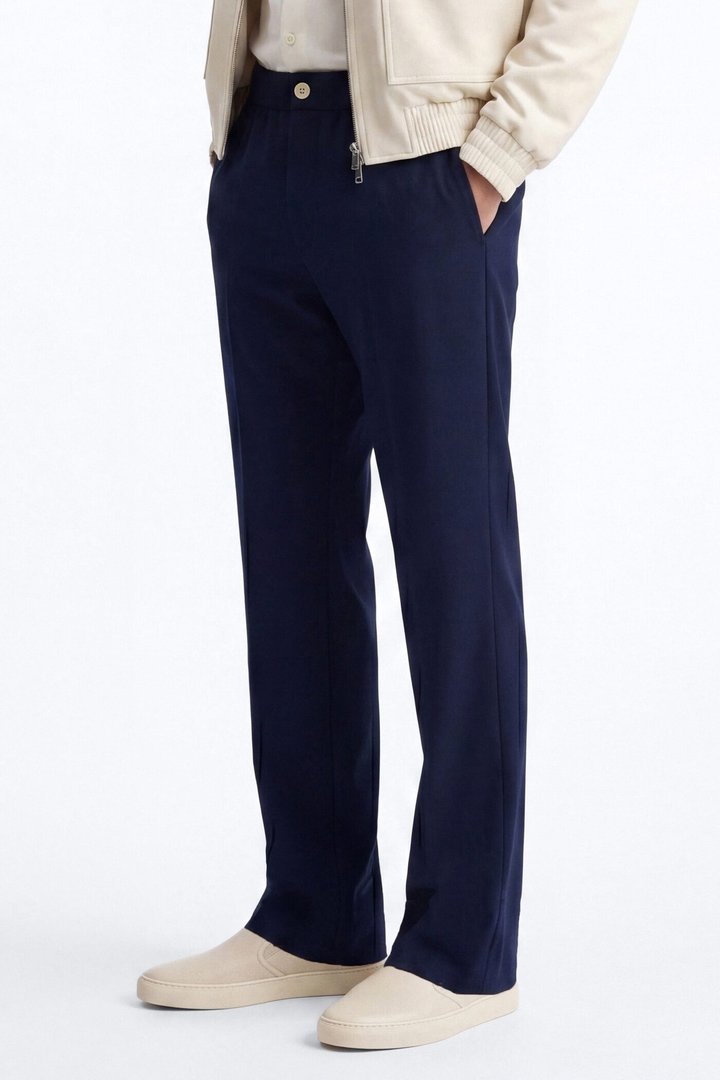 Modern Essential Slim Flare Slit Trouser - Navy