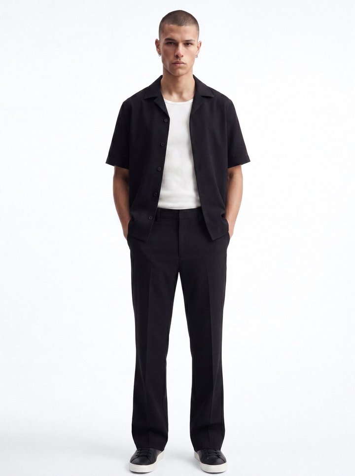 Modern Essential Relaxed Straight Hybrid Waist Trouser - Black