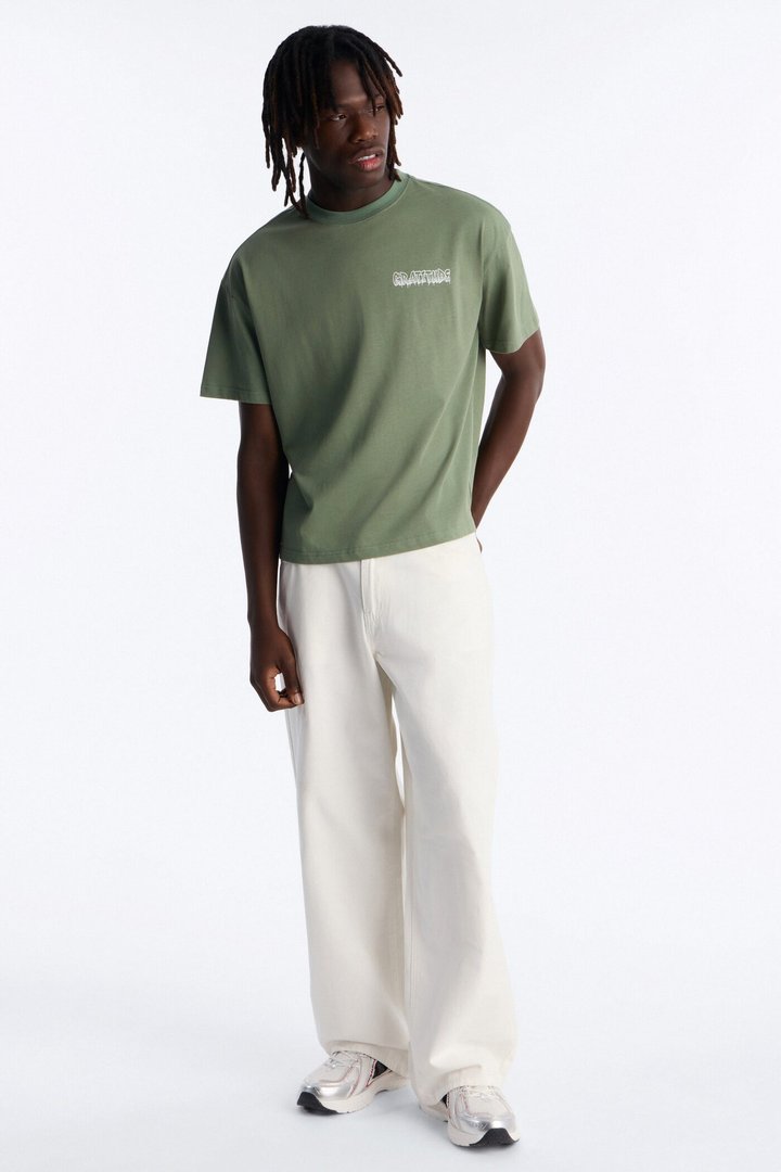 Gratitude Heavy Weight Oversized Short Sleeve Tee - Olive