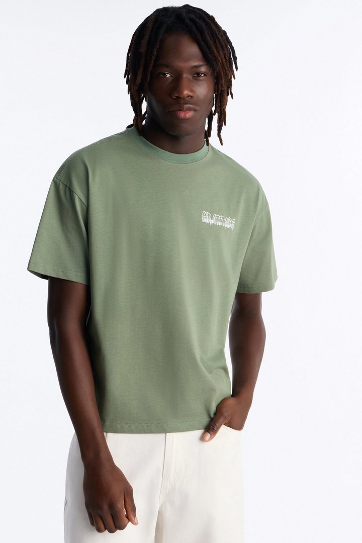 Gratitude Heavy Weight Oversized Short Sleeve Tee - Olive