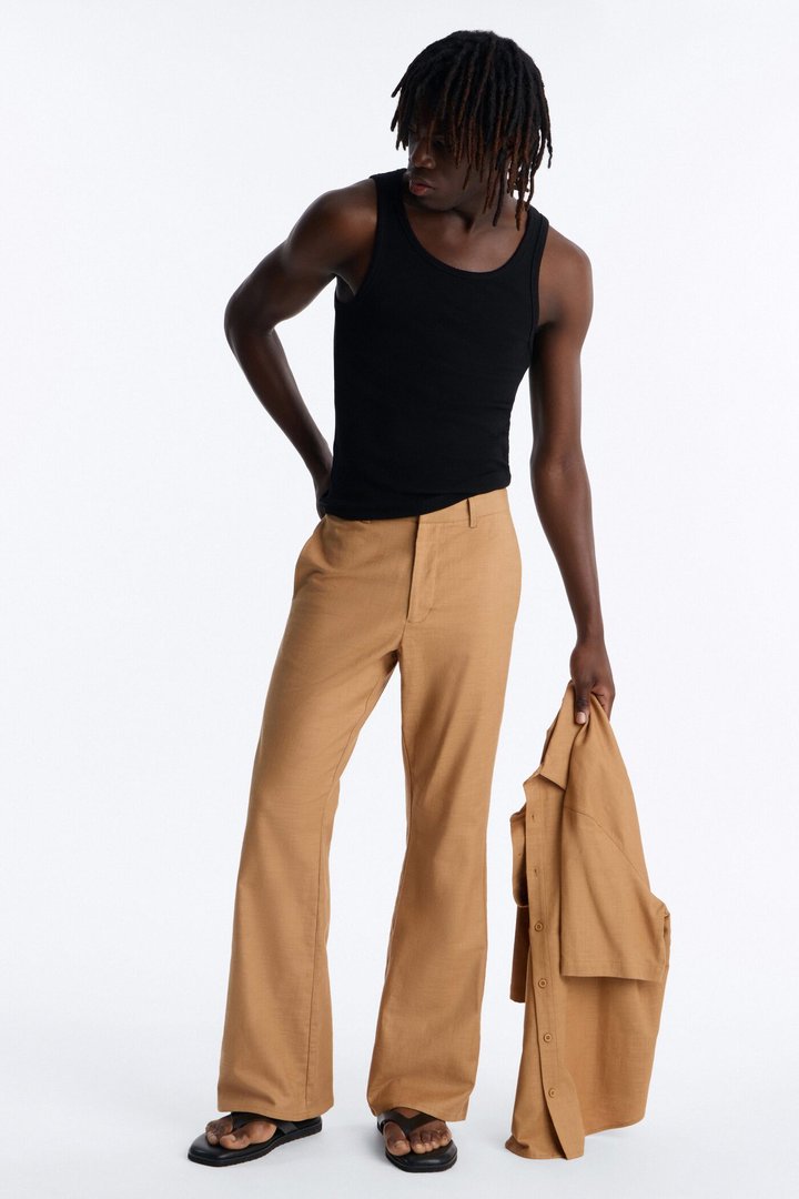Slim Flare Sunward Coast Linen Pant - Brown