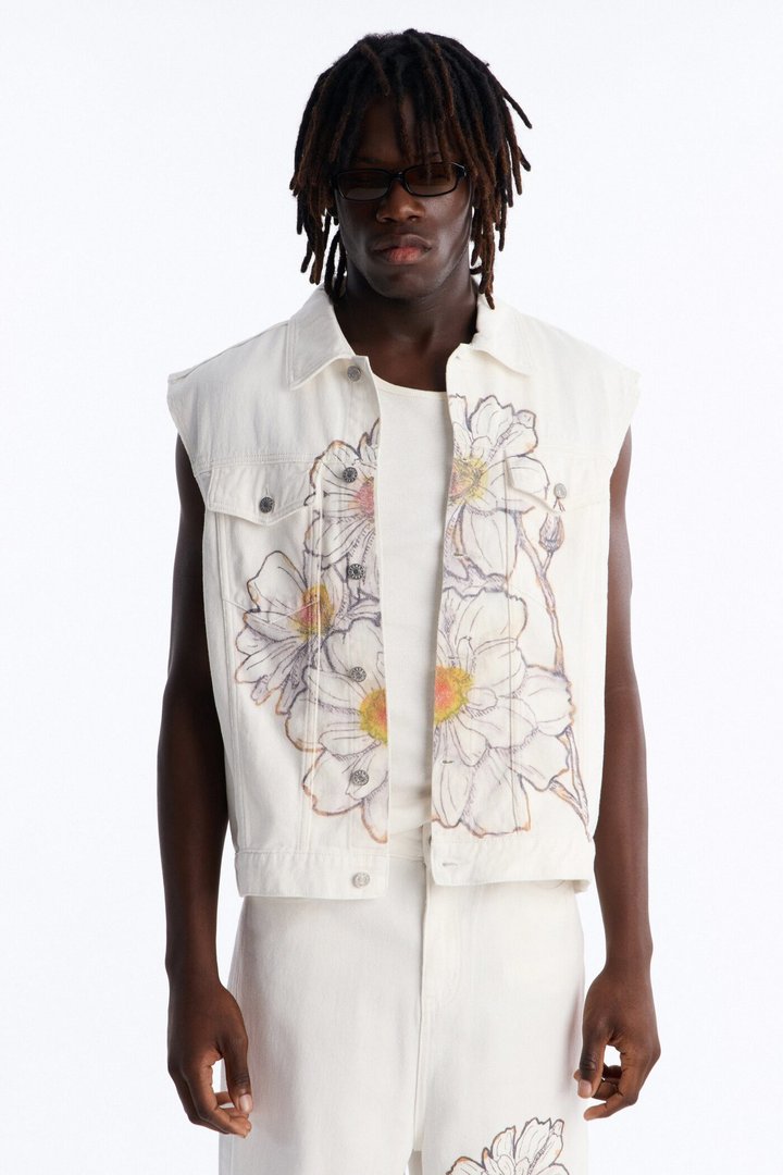 Maison Flora Trucker Vest - White