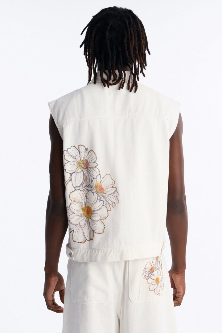 Maison Flora Trucker Vest - White