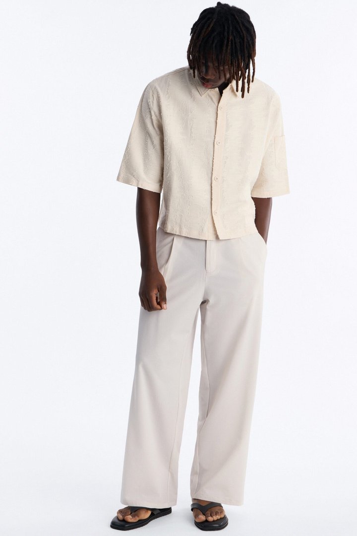 Cropped Sands Of Time Button Up Shirt - Oatmeal