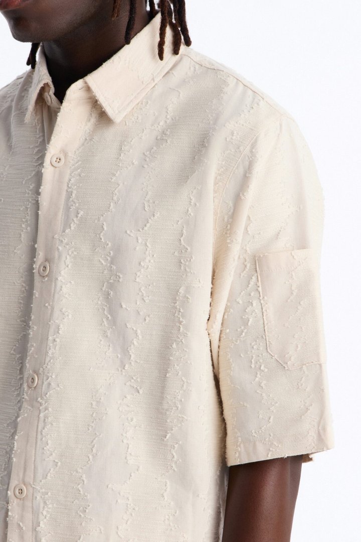 Cropped Sands Of Time Button Up Shirt - Oatmeal