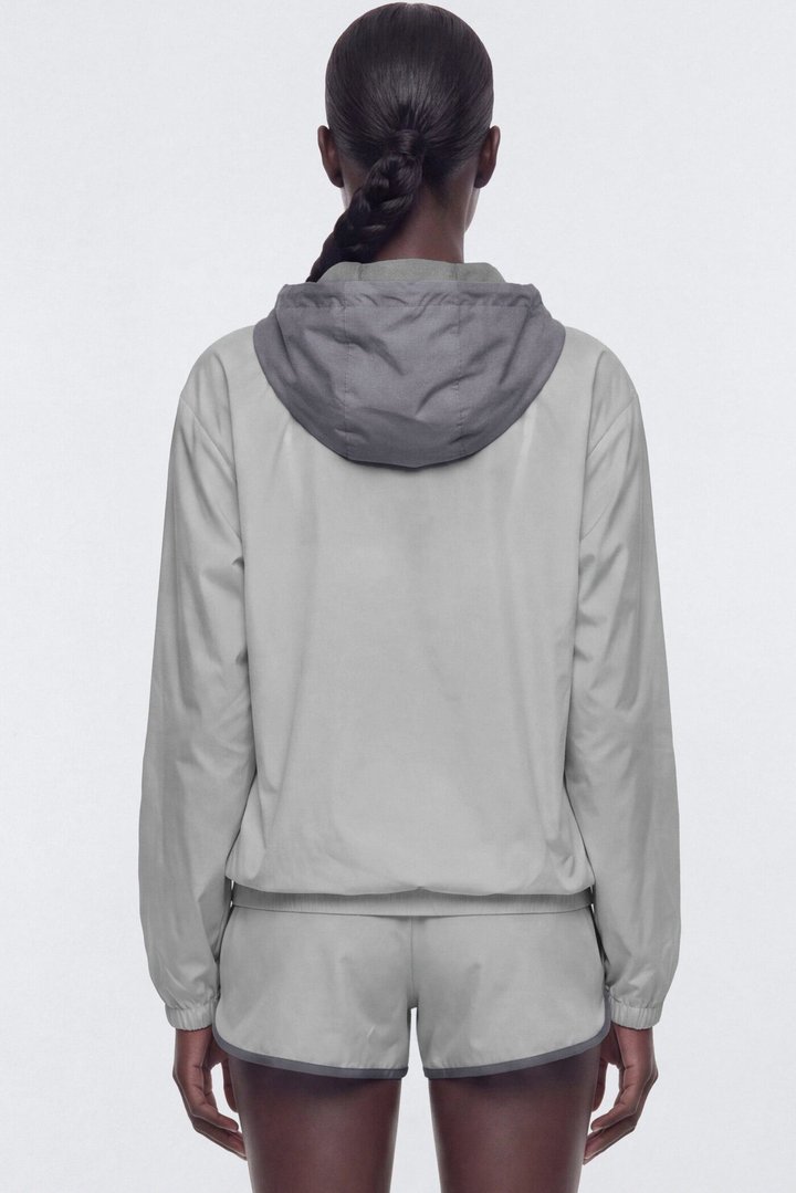 Reflective Lightweight Hooded Running Jacket - Grey/Silver
